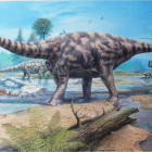 Ilustración científica de como podía ser Demandasaurus darwini, el primer gigante descrito en la sierra de la Demanda con 600 fósiles de su esqueleto.
