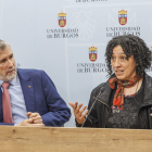 El rector de la UBU, Manuel Pérez Mateos, junto a la investigadora galardonada con una prestigiosa beca Advanced Grant, Cristina Valdiosera.