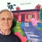 Jesús Carazo y la portada de su nuevo libro, obra de Maite Niebla.