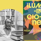 Pedro G. Cuartango junto a la portada de su nuevo libro, 'Iluminaciones'.