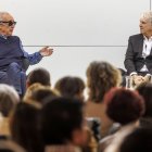 Juan José MIllás y Juan Luis Arsuaga durante la presentación de su tercer libro 'La conciencia contada por un sapiens a un neandertal'.