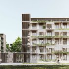 Este es el diseño del acceso a los bloques lineales que edificará Somacyl en el S-3, entre Lazarillo de Tormes y Casa la Vega.