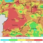 Mapa sobre el riesgo de incendios previsto para este sábado.