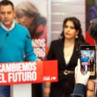 Daniel de la Rosa y Estrella Paredes durante la inauguración de la sede de campaña del Psoe en la calle Santiago.