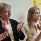 Carlos Martínez y la ministra Sara Aagesen, este sábado en Ponferrada durante el homenaje a Nevenka Fernández