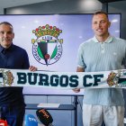Sergio Francisco y Michu, durante la presentación del nuevo técnico del Burgos CF.