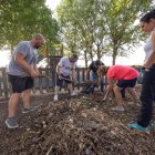 Vecinos de Villatoro limpian el entorno de un parque del barrio.