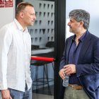 El director deportivo, Miguel Pérez Cuesta 'Michu', conversa con Figoli.