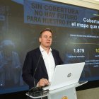 El presidente de la Diputación, Borja Suárez, vuelve a denunciar la falta de cobertura móvil en la provincia.