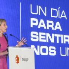 El presidente de la Diputación, Borja Suárez, durante su intervención en el Día de la Provincia de Burgos en Villarcayo.