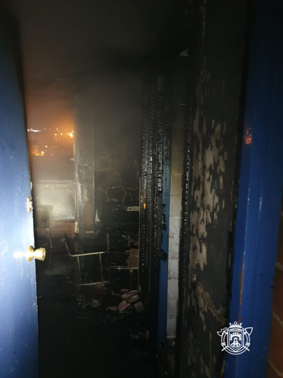 Interior de la antigua residencia Peña Amaya tras el incendio.