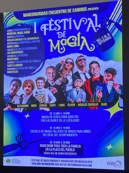 Cartel de actividades del I Festival de Magia de la Mancomunidad Encuentro de Caminos.