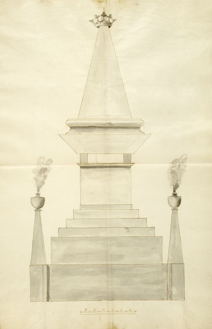 Diseño de la estructura que se instaló en el Espolón y se conserva en el Archivo Municipal de Burgos. 