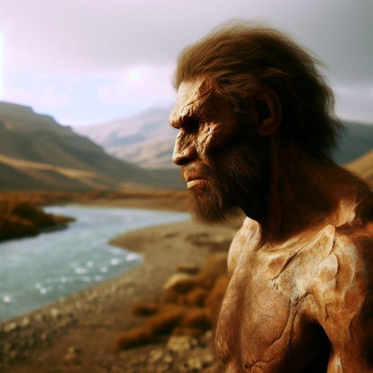 Recreación por Inteligencia Artificial de Homo antecessor.