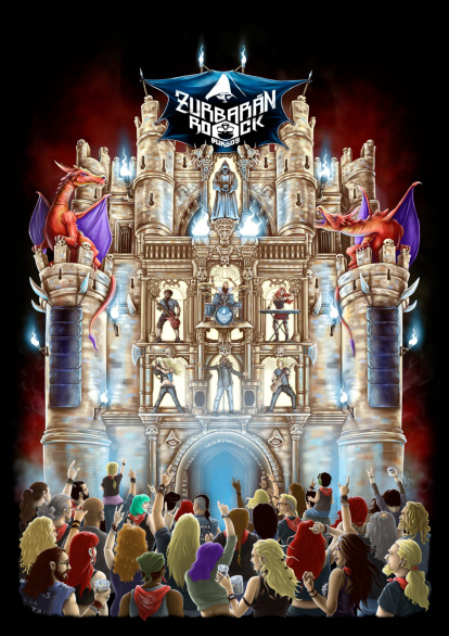 Diseño de la camiseta del Zurbarán Rock 2024.