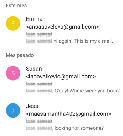 Emails recibidos por un alumno de un colegio público de Burgos.