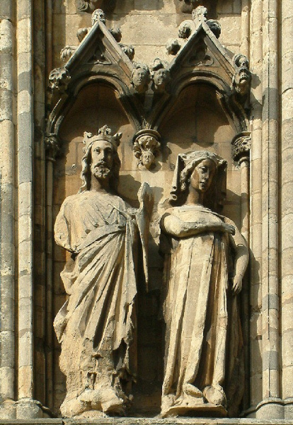 Leonor de Castilla junto a su esposo, Eduardo I, en la Catedral de Lincoln.