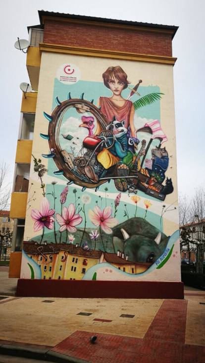 Mural en honor a Santa Catalina de Nano Lázaro en Aranda de Duero.