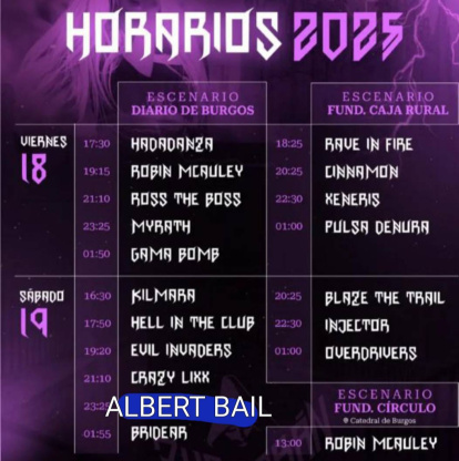 Cartel 'fake' de los horarios del Zurbarán Rock con la supuesta cancelación de Stratovarius.