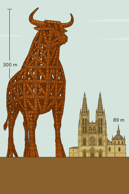 El toro propuesto sería tres veces más alto que la Catedral de Burgos.