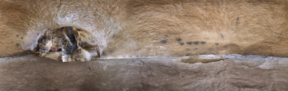 Detalle de la Sala de las Pinturas, cuya fragilidad impide su visita presencial. La imagen forma parte del recorrido virtual que se presentará en la Merindad de Sotoscueva.