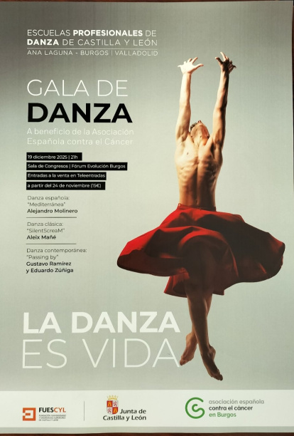Cartel de la Gala de Danza solidaria a favor de la Aecc que se celebrará el 19 de diciembre.