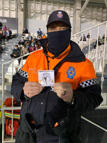 Miguel Ángel Arnaiz, de servicio durante un partido del Burgos CF.