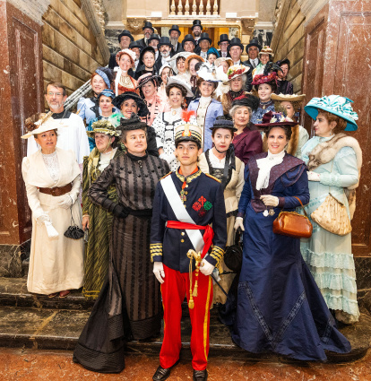 Recreación histórica de la visita de Alfonso XIII a Burgos con motivo del eclipse de 1905.